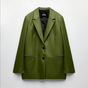 Zara Green leather Blazer